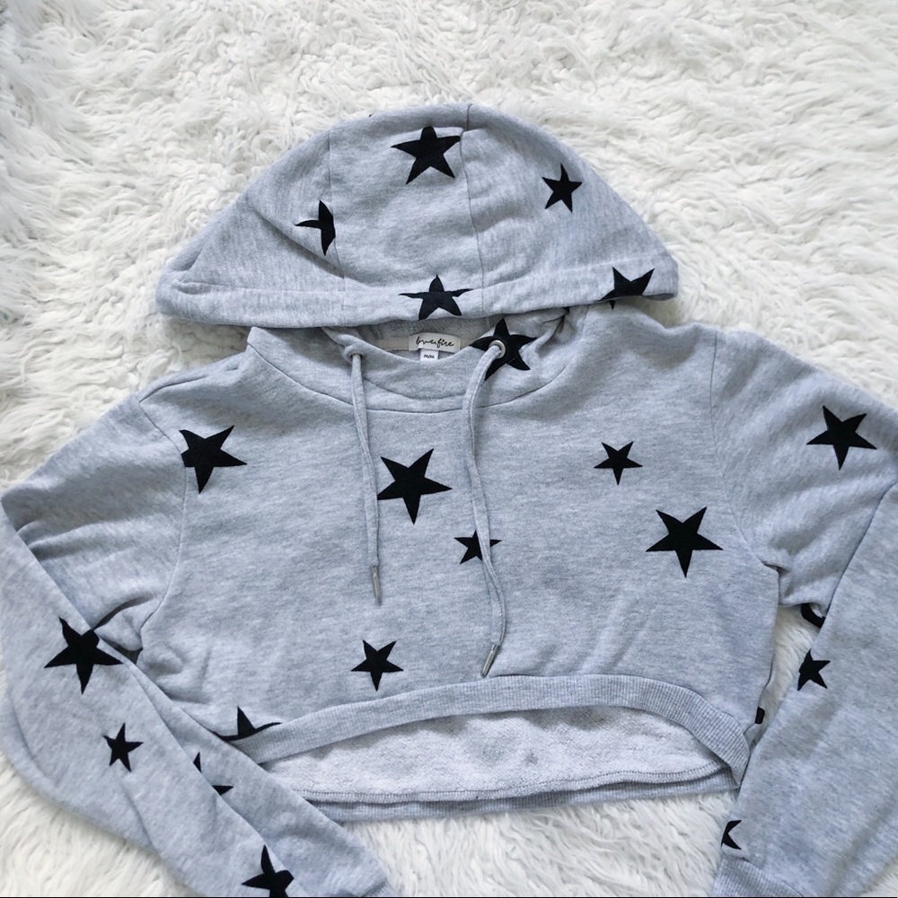 LOVE,FIRE star cropped hoodie